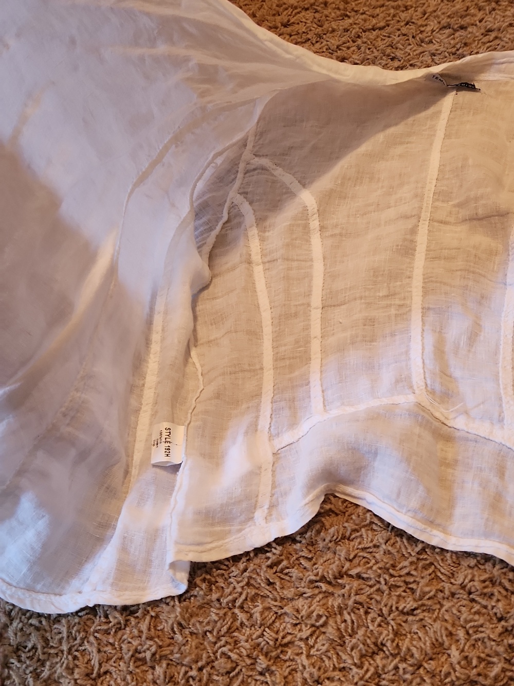 Lightweight White Linen Open-Front Women's Jacket - Picture 6 of 9